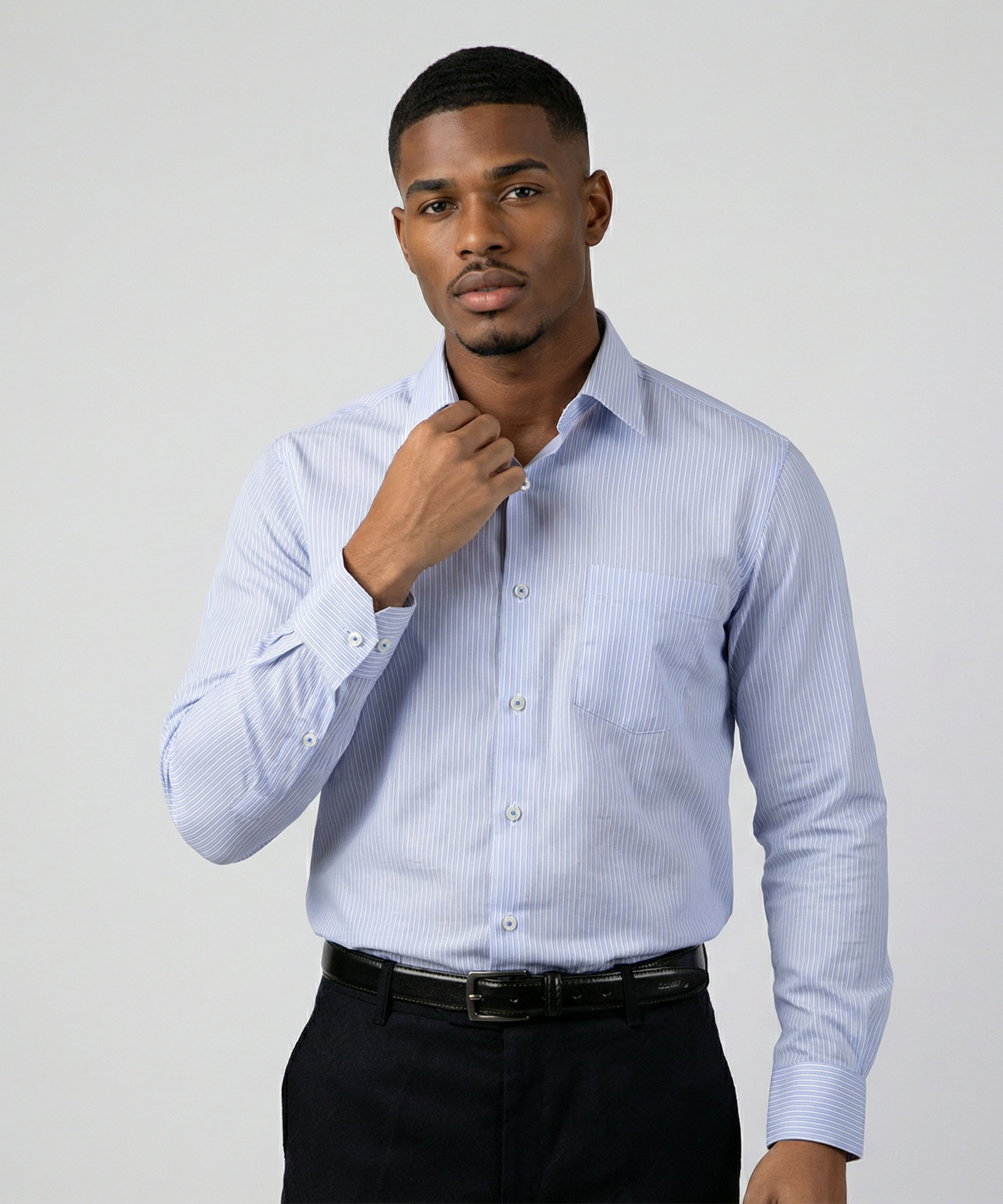 Envoy Classic Men’s Light Blue Striped Design Tailor Fit Shirt