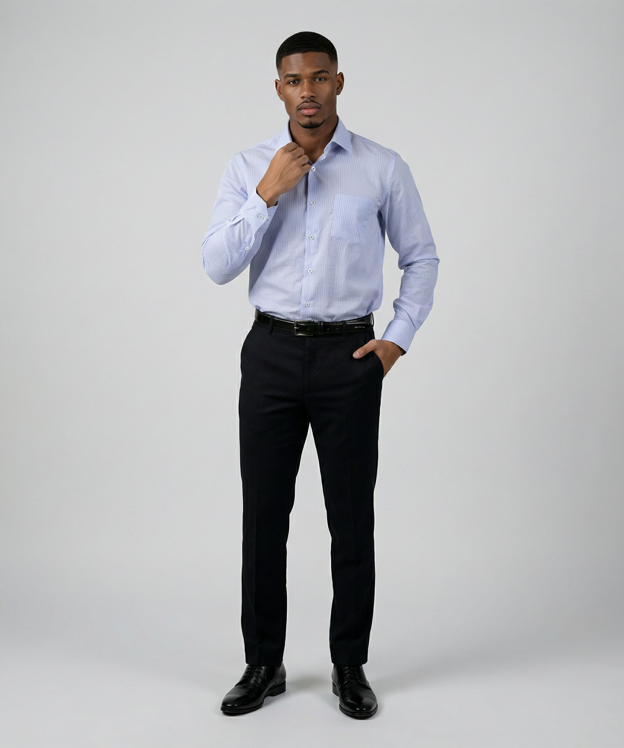 Envoy Classic Men’s Light Blue Striped Design Tailor Fit Shirt - Image 2