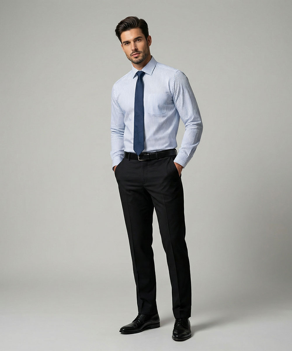 Envoy Classic Men’s Blue Striped Design Regular Fit Shirt - Image 2