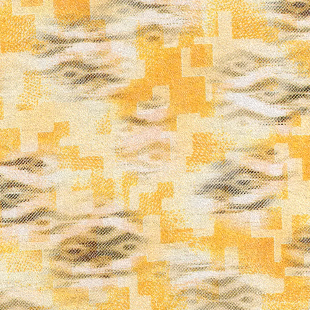 Yellow Poly-Cotton Ikat Fabric - Image 3