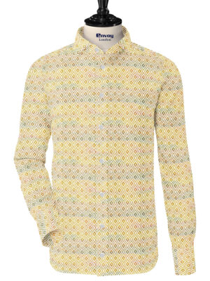 Yellow/ White Poly-Cotton Ikat Fabric