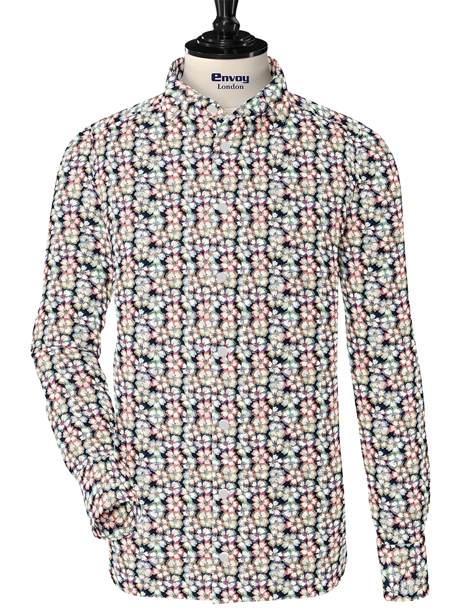 Envoy Classic Multicolor Floral Cotton Lycra Shirt
