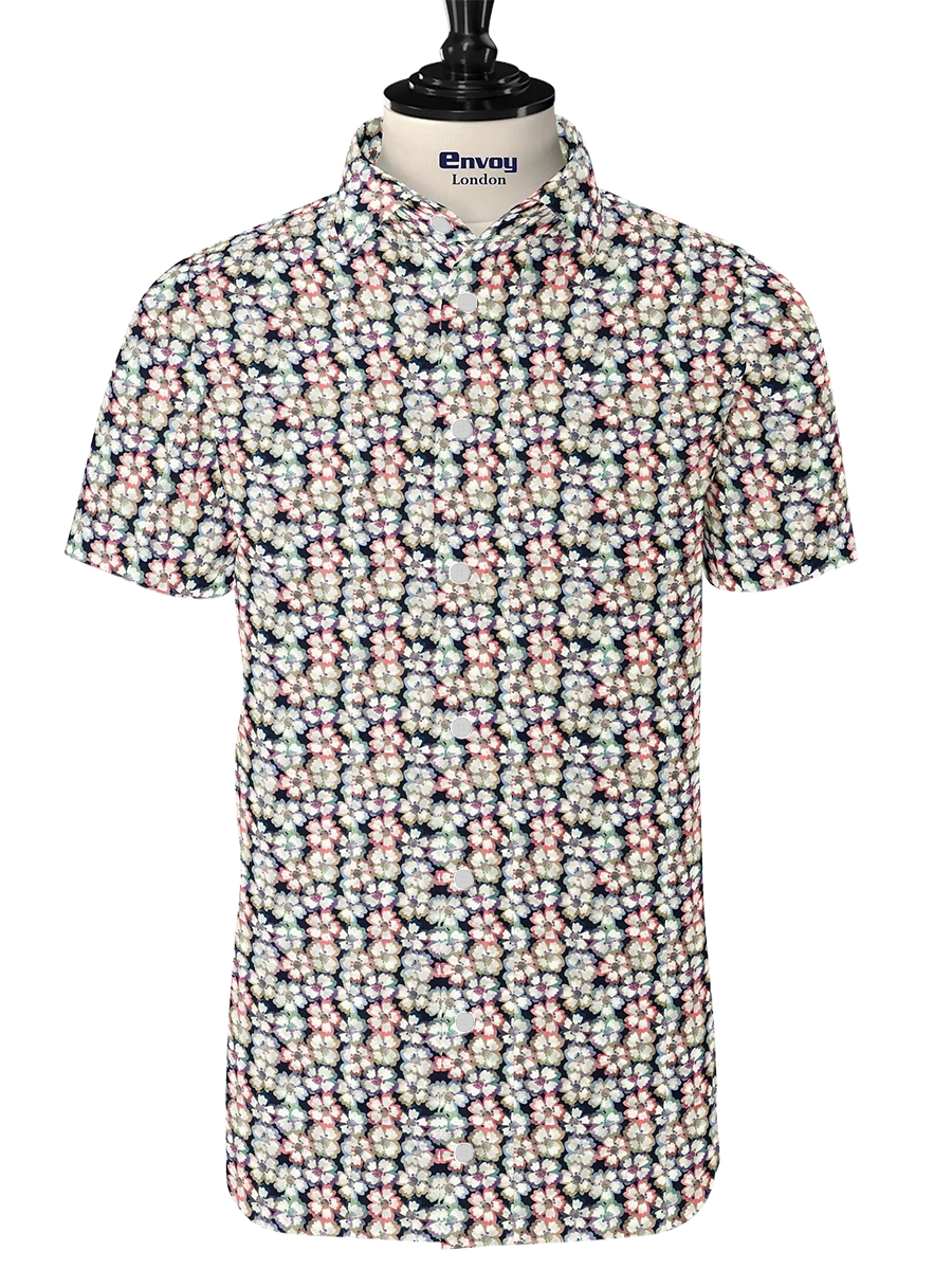 Envoy Classic Multicolor Floral Cotton Lycra Shirt - Image 2