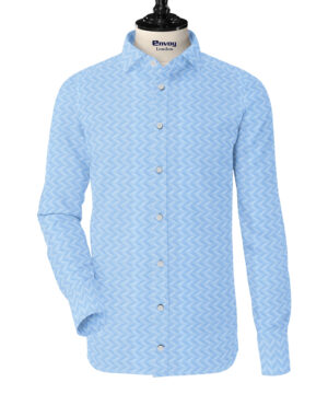 Envoy Classic Blue & White Textured Cotton Lycra Shirt