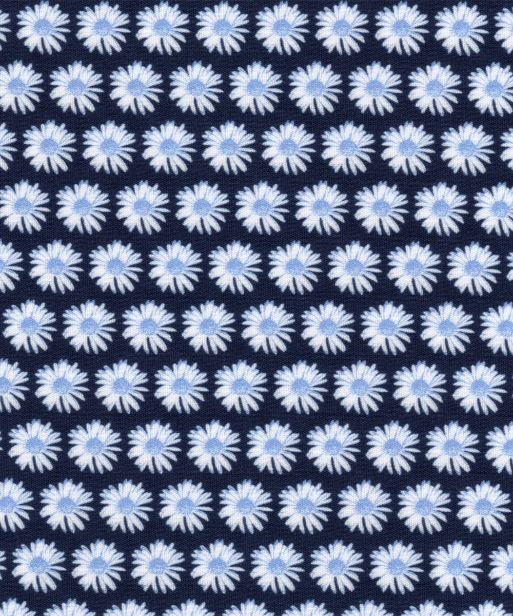 Blue & White Floral Cotton Lycra Shirt - Image 3