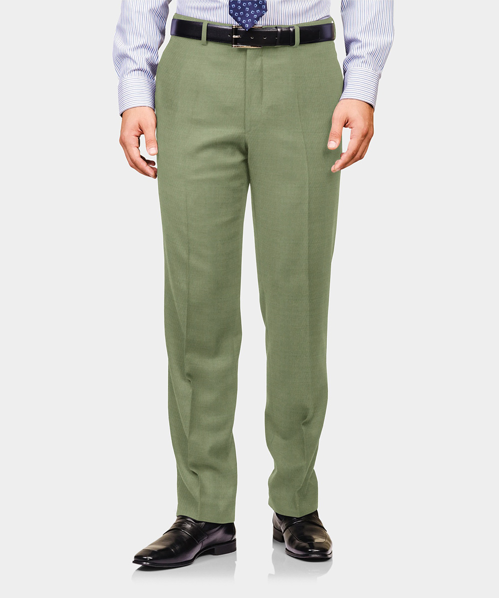Olive Green Plain Wool/Poly Trouser Fabric