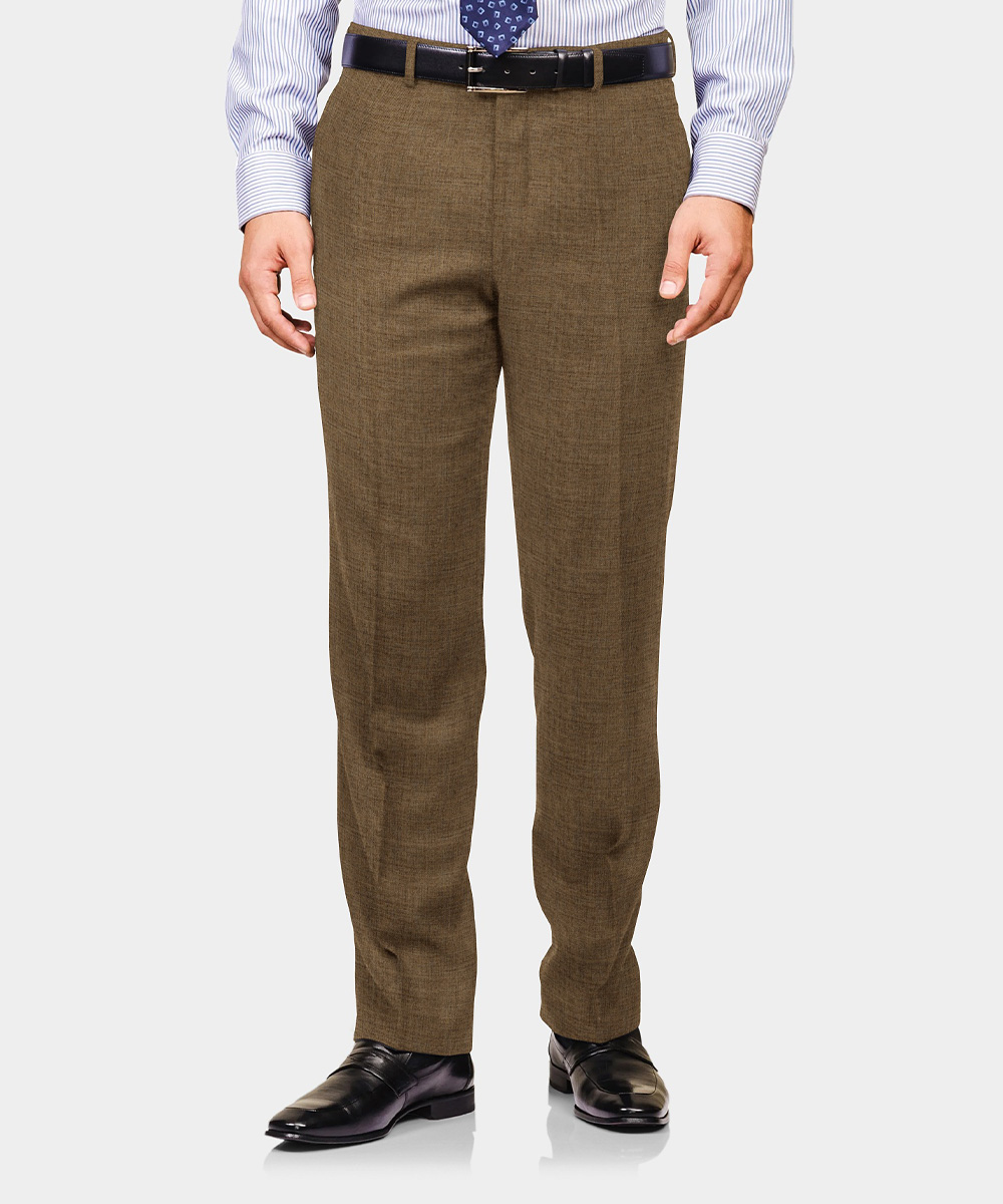 Beige Plain Wool/Poly Trouser Fabric