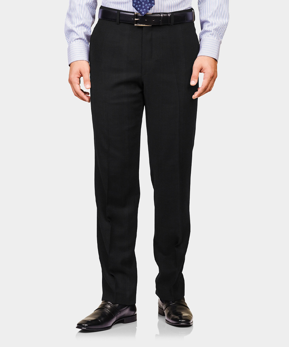 Black Plain Wool Blend Trouser Fabric
