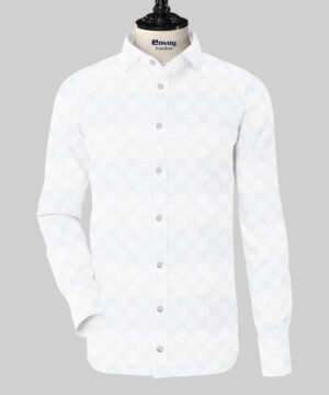Raymond White Cotton-Viscose Shirting Fabric with Floral Design