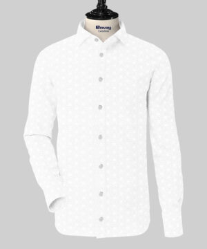 Raymond White Cotton-Viscose Shirting Fabric with Floral Design