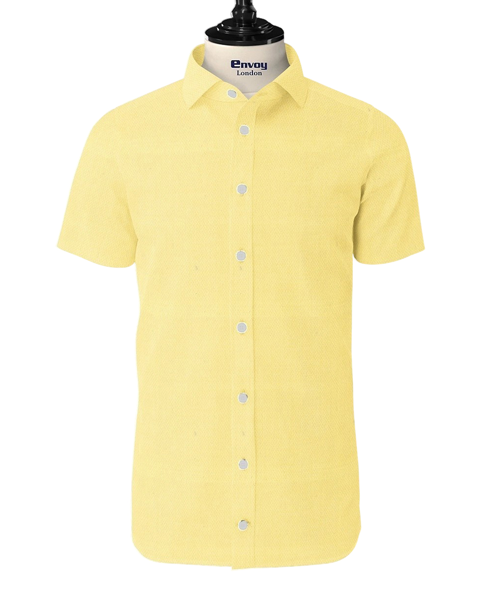 Raymond Yellow Cotton Shirting Fabric with Plain Pin Dots - Image 2