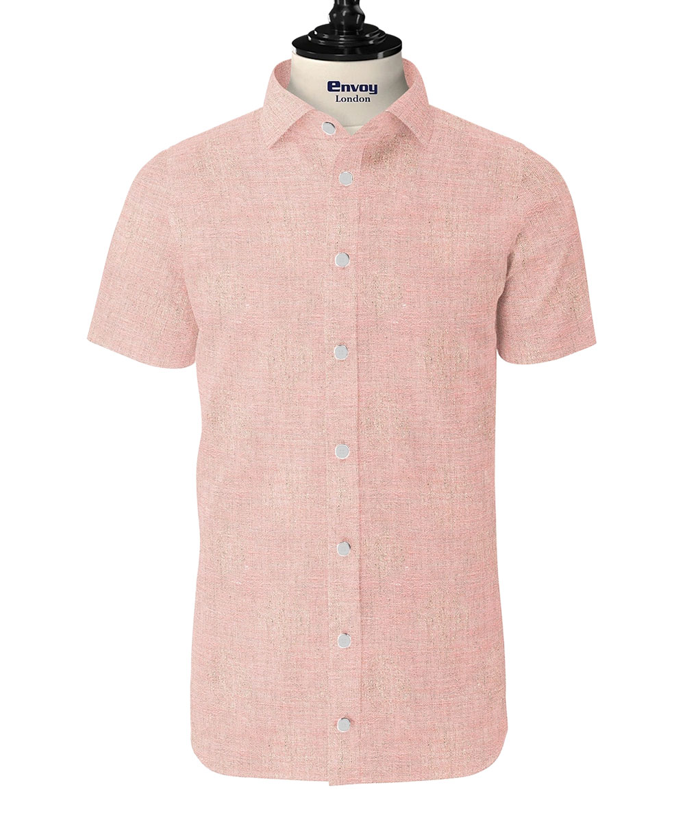 Envoy Linen Shirt - Pastel Pink Printed - Image 2