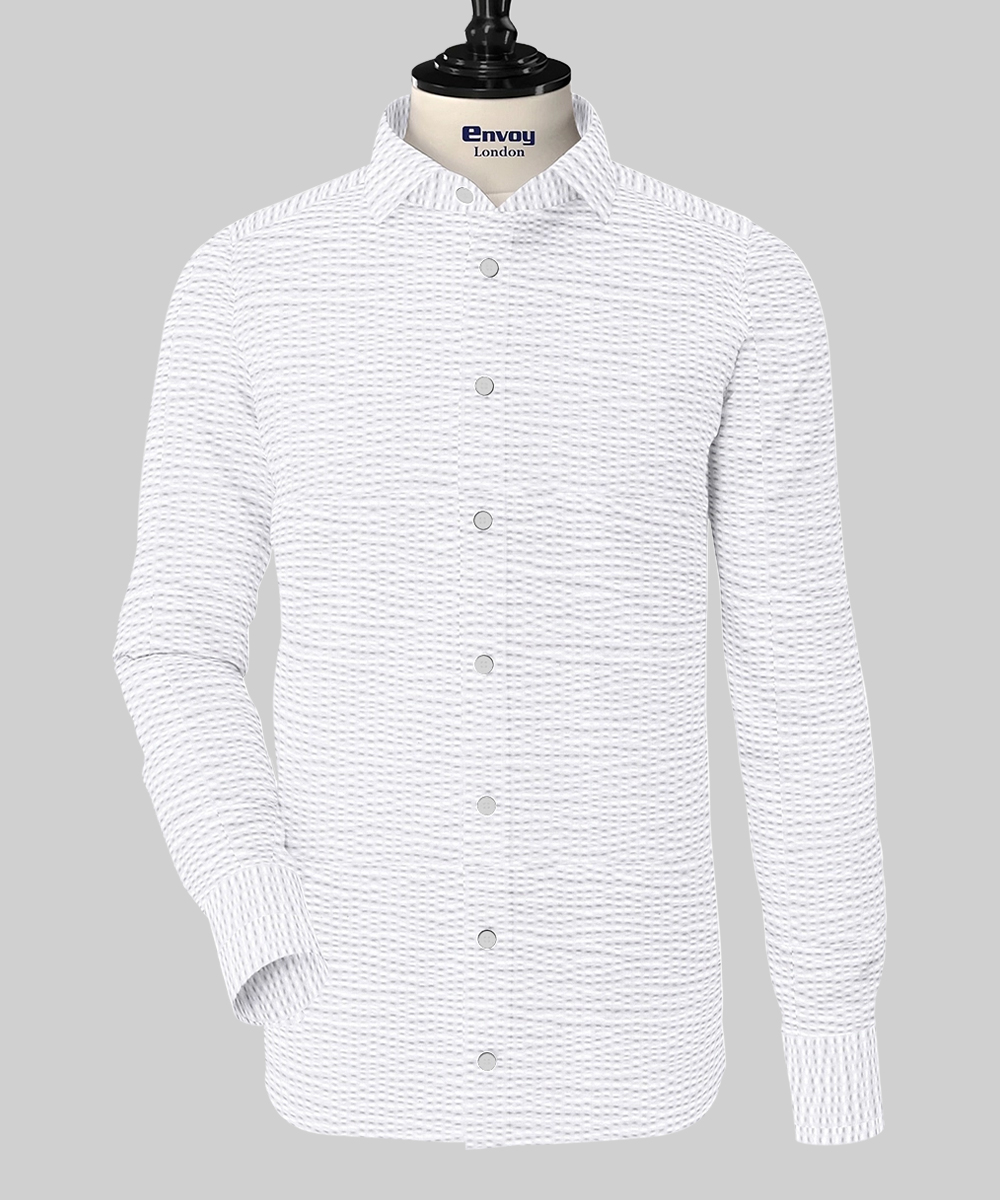 White Popcorn Texture Cotton Lycra