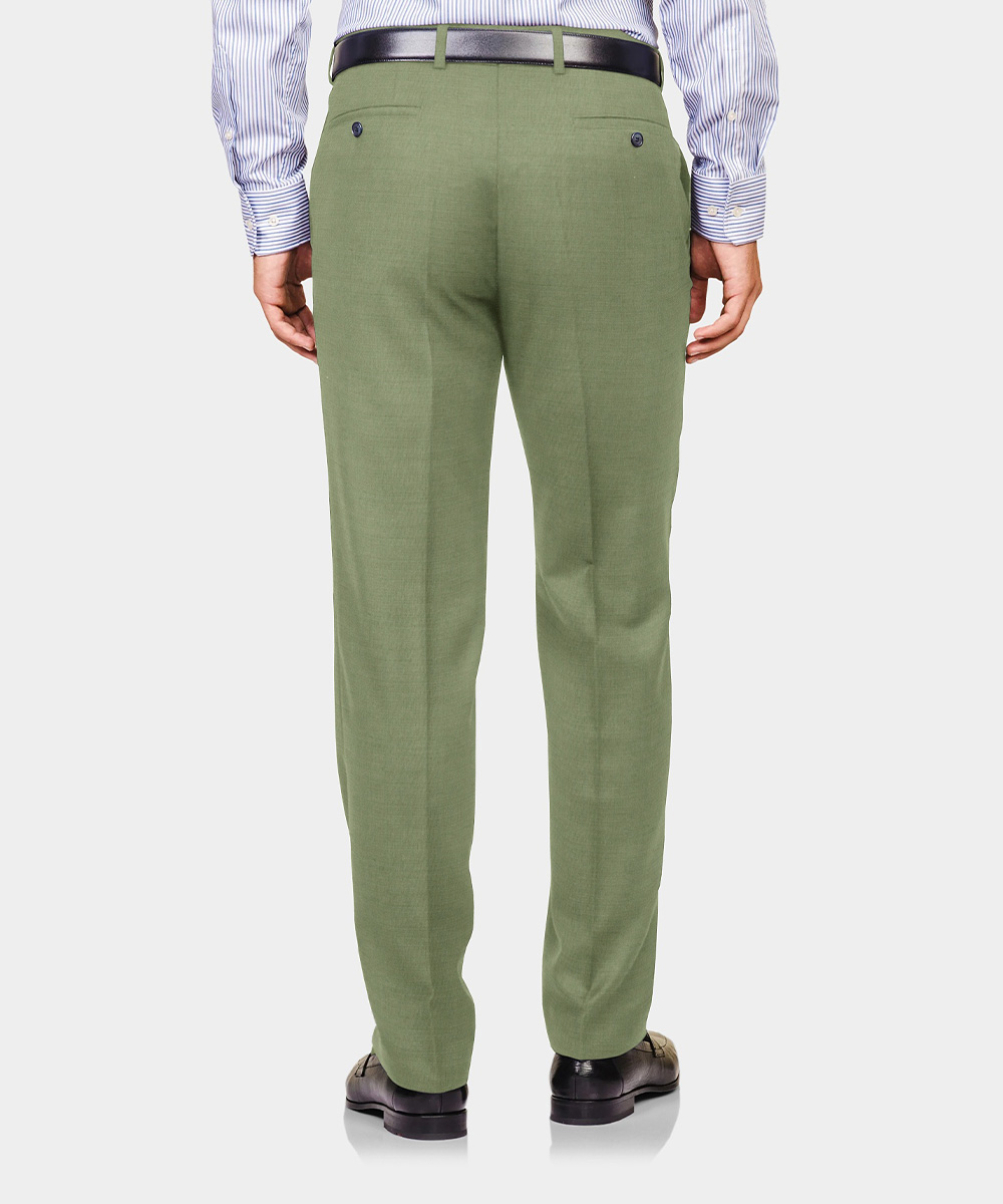 Olive Green Plain Wool/Poly Trouser Fabric - Image 2