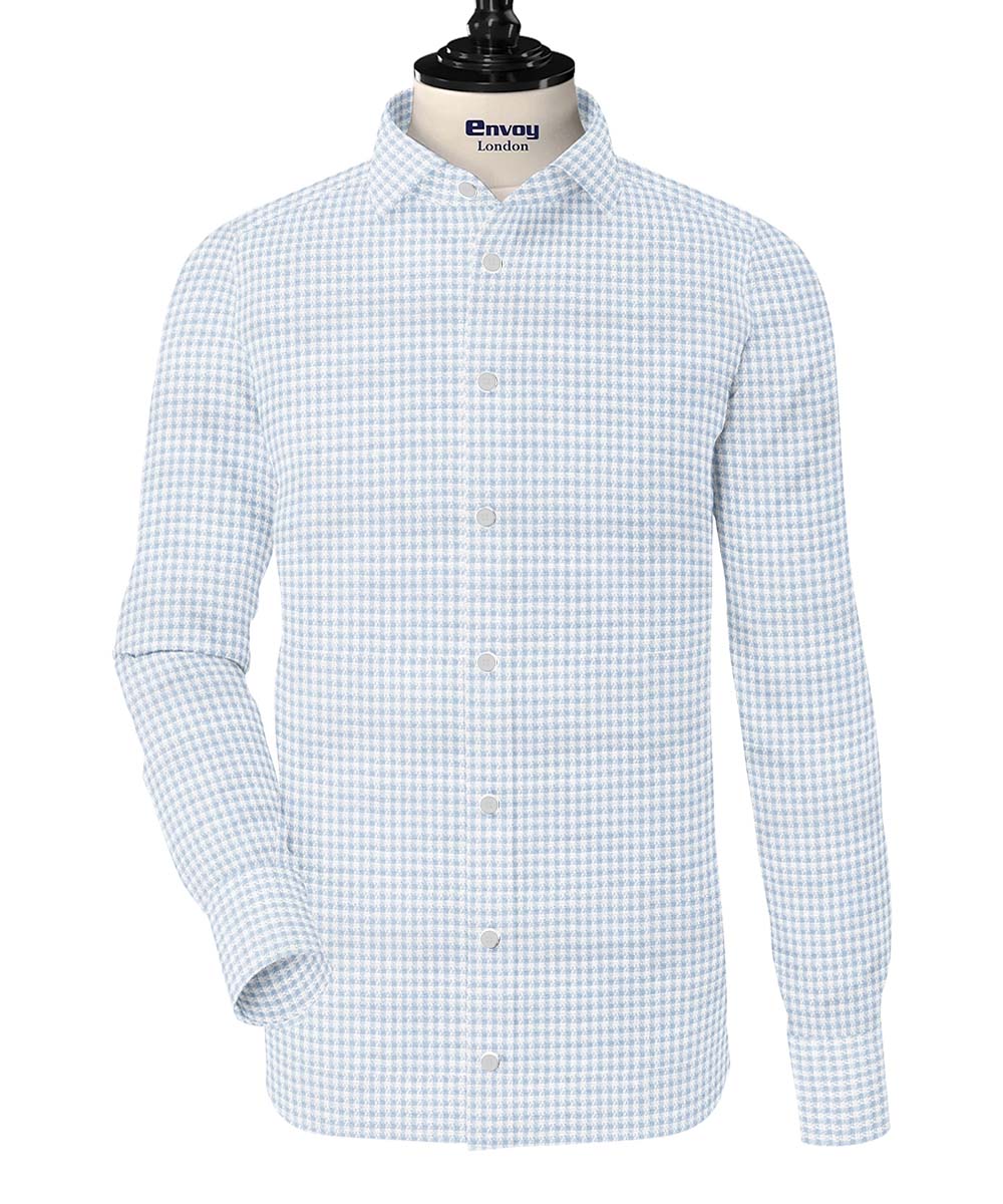 White/ Blue Check Shirting - Envoy Premium