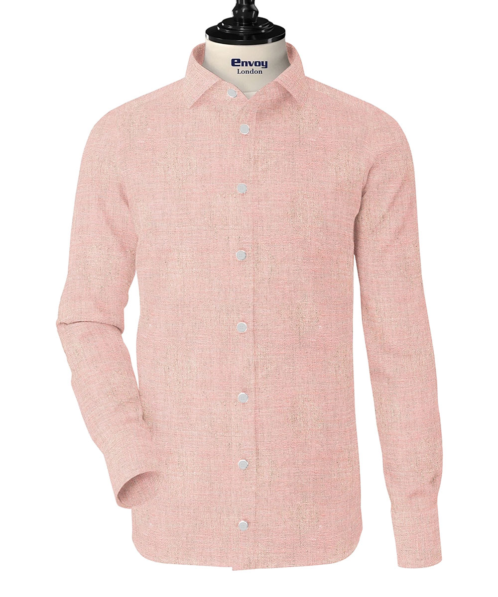 Envoy Linen Shirt - Pastel Pink Printed