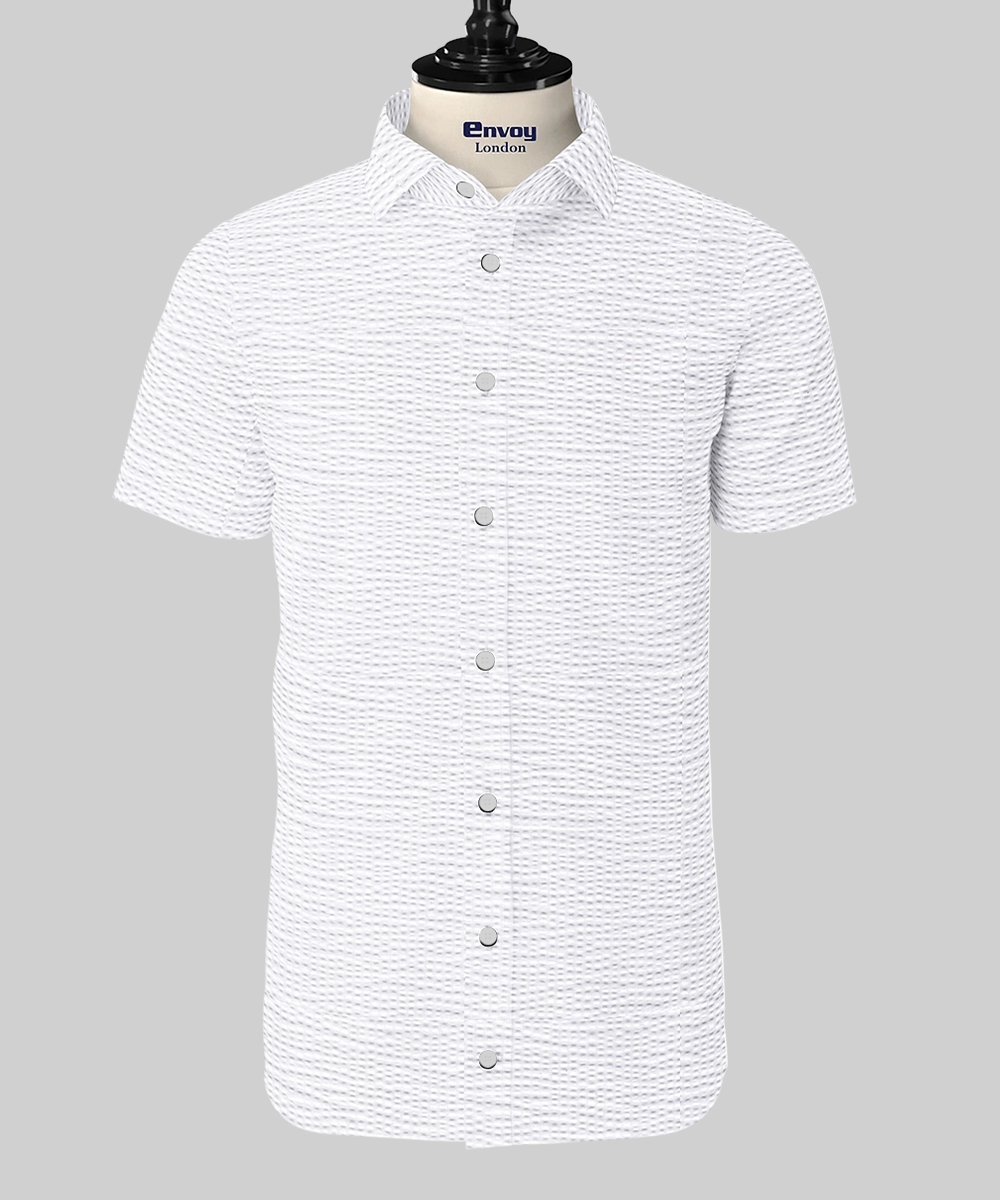 White Popcorn Texture Cotton Lycra - Image 2