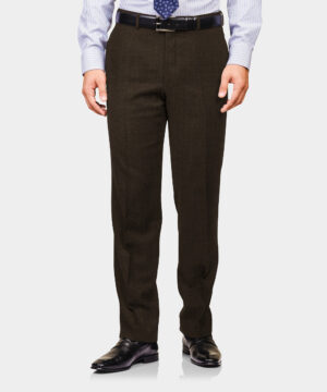 Brown Plain Wool Blend Trouser Fabric
