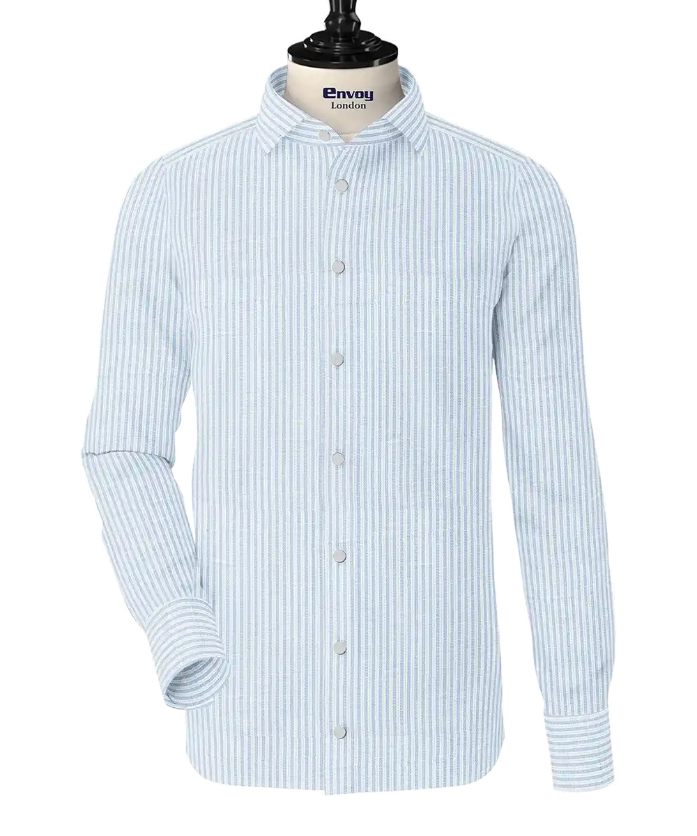 White/Sky Blue Striped - Envoy Luxury