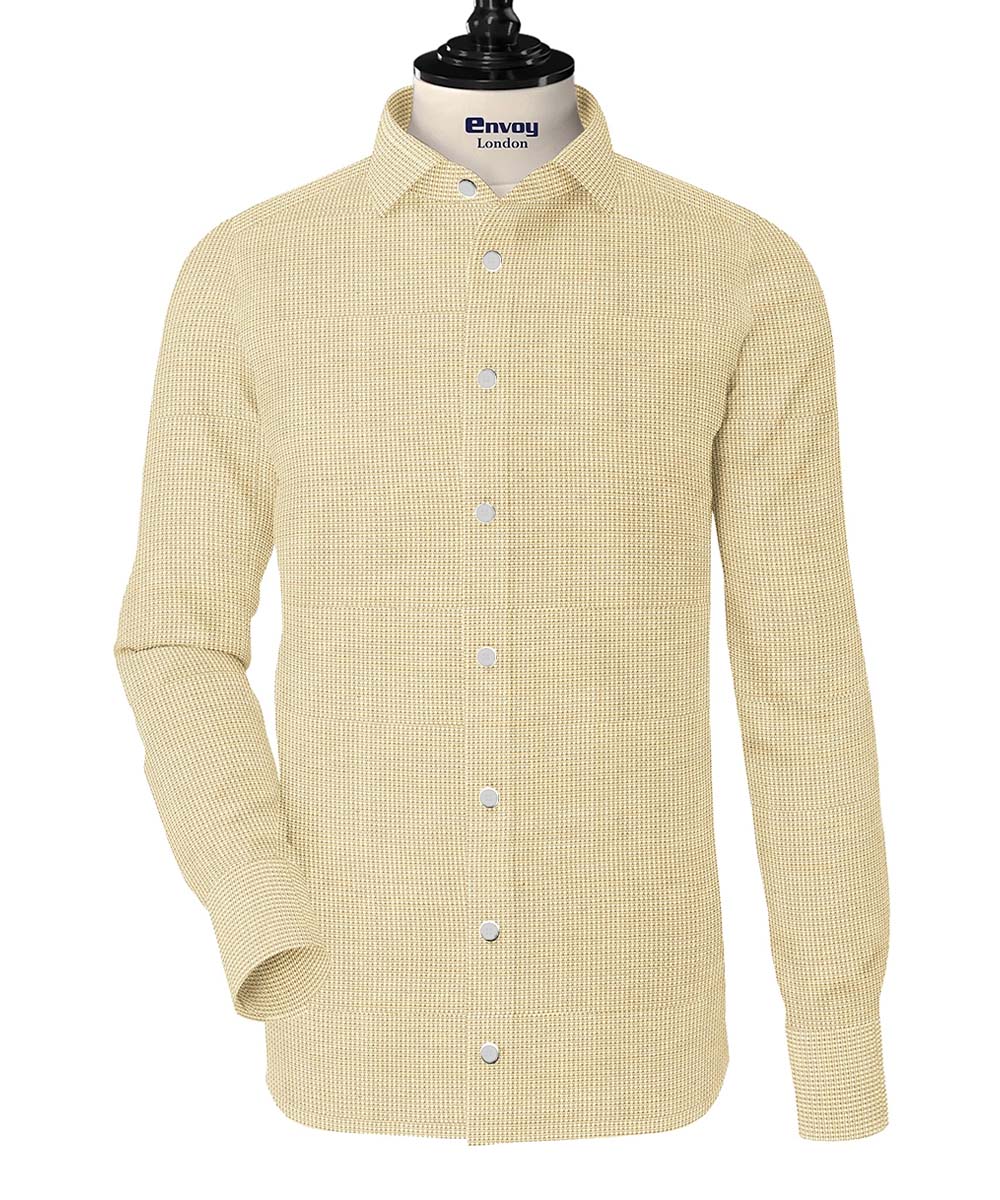 Refined Beige Plain Cotton Shirt