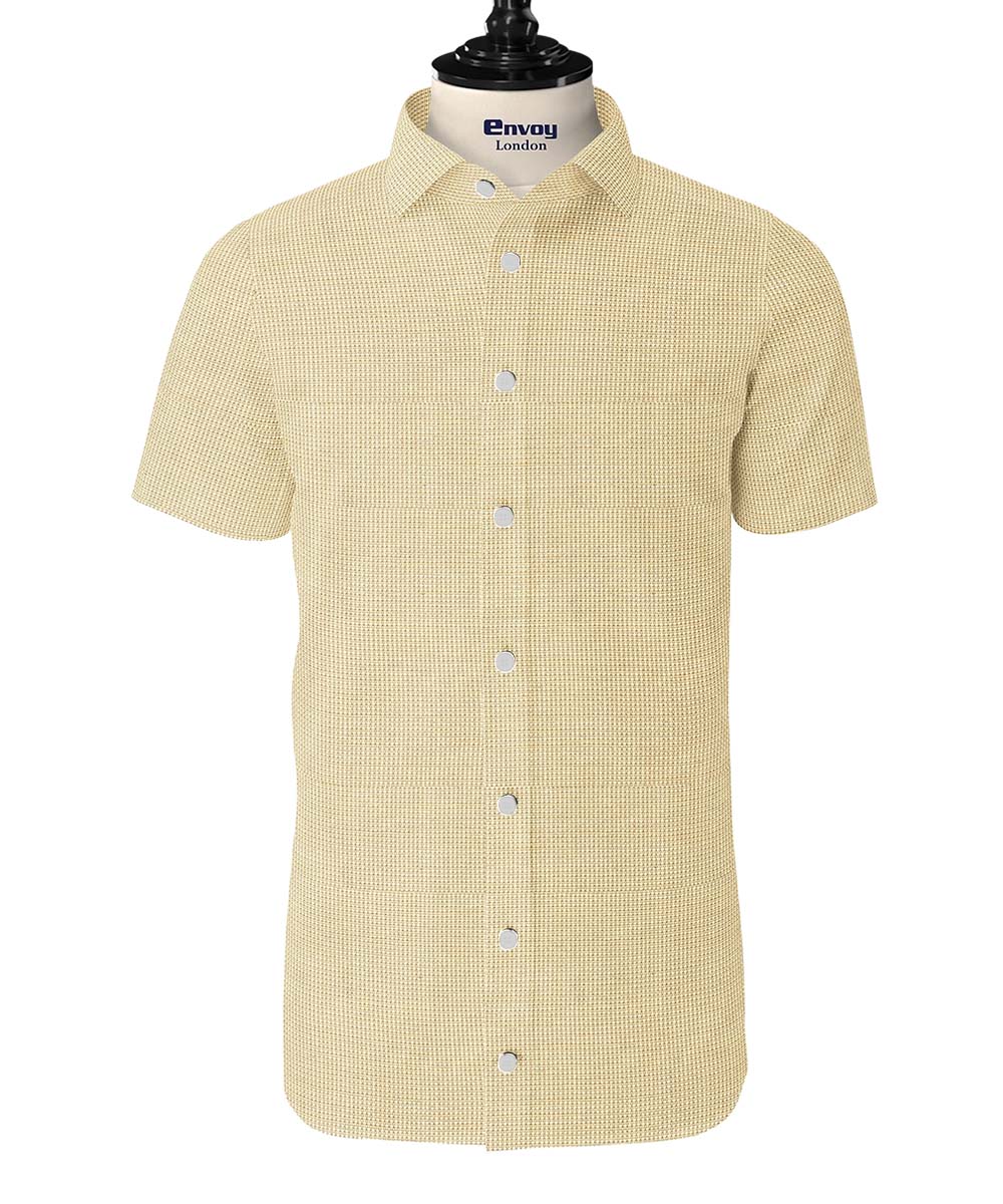 Refined Beige Plain Cotton Shirt - Image 2