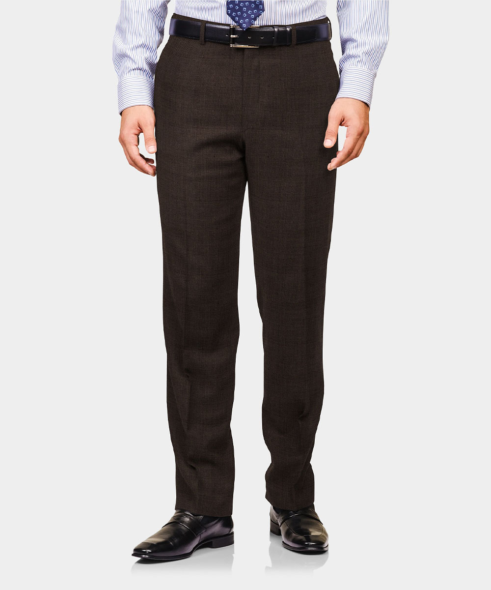 Brown Plain Wool/Poly Trouser Fabric