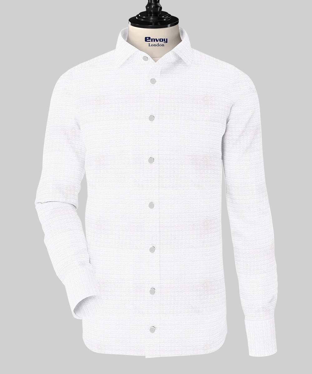 Envoy Premium Crisp White Check Cotton Shirt