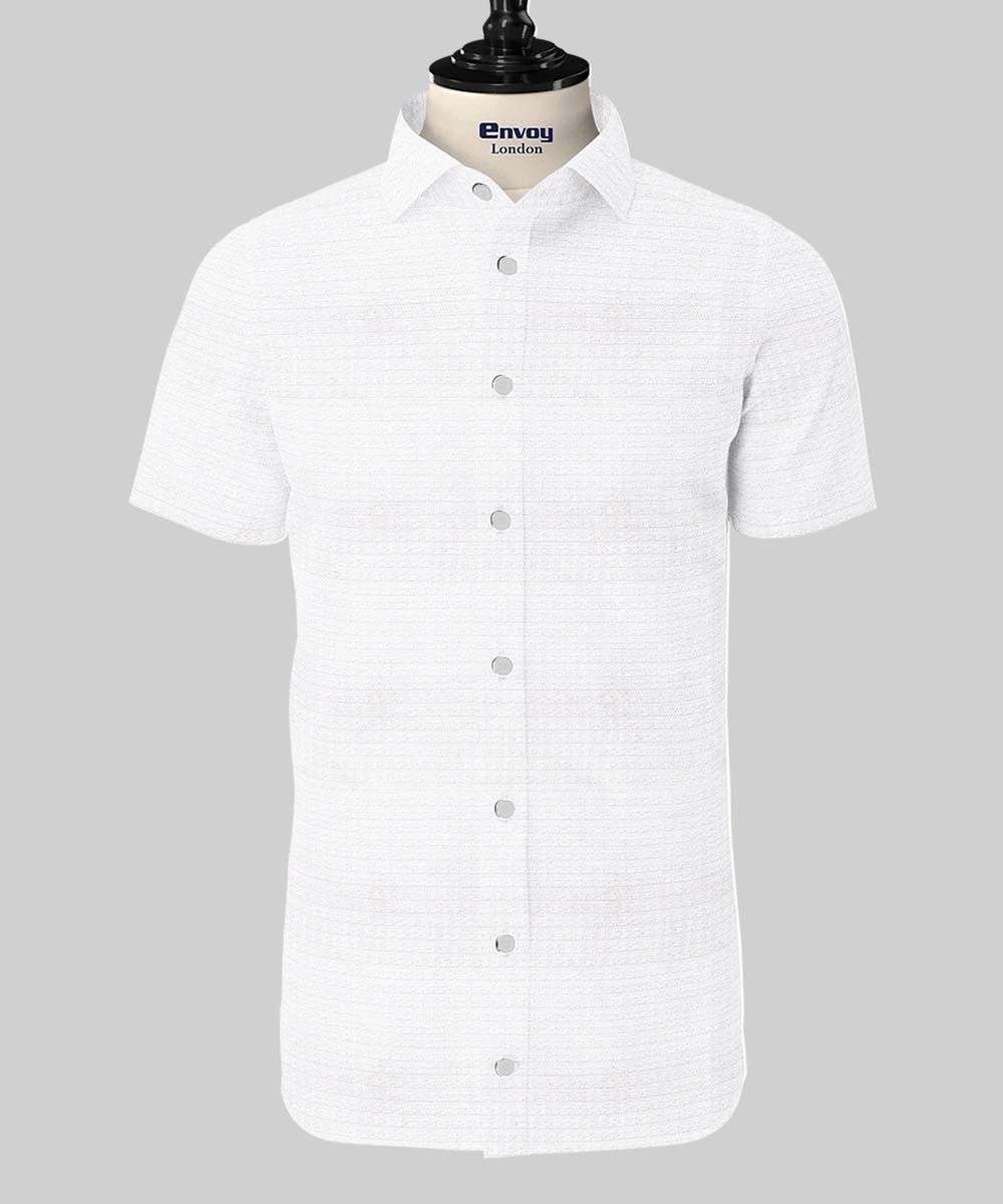 Envoy Premium Crisp White Check Cotton Shirt - Image 2