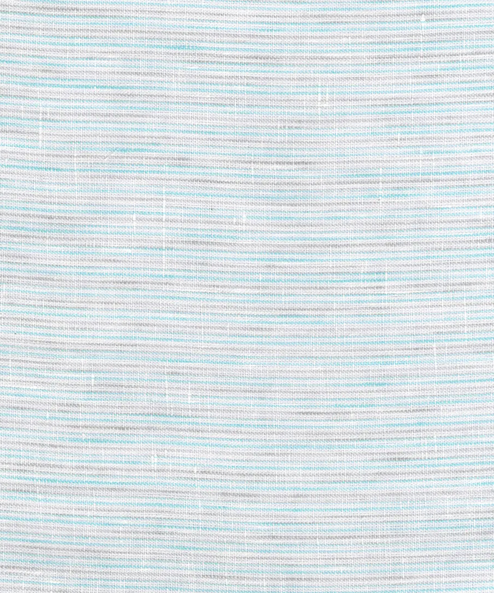 White/ Grey/ Green Linen Cotton Striped Fabric - Image 3