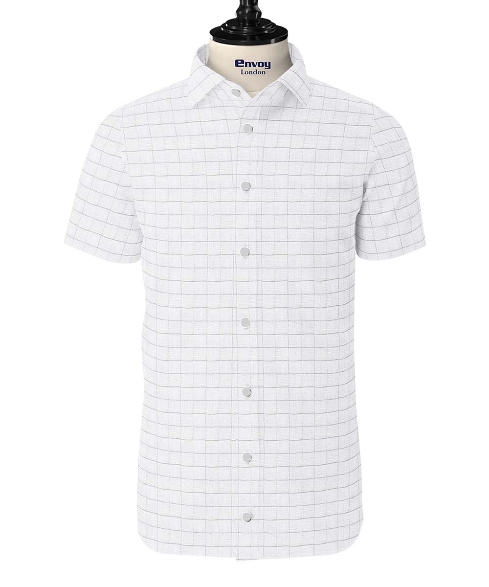 Envoy Linen Shirt - Off White Check - Image 2