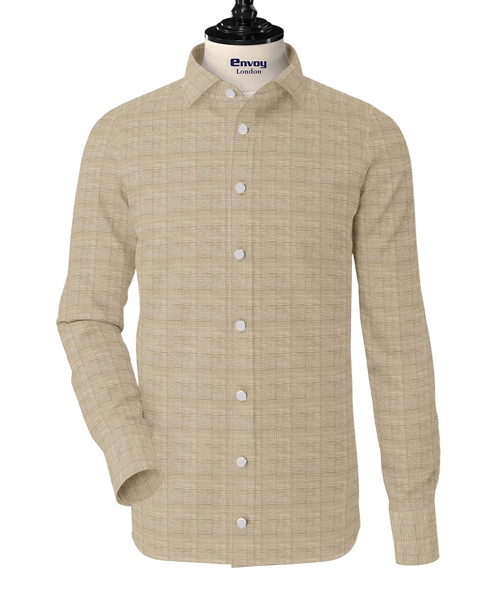 Envoy Linen Shirt - Beige Check