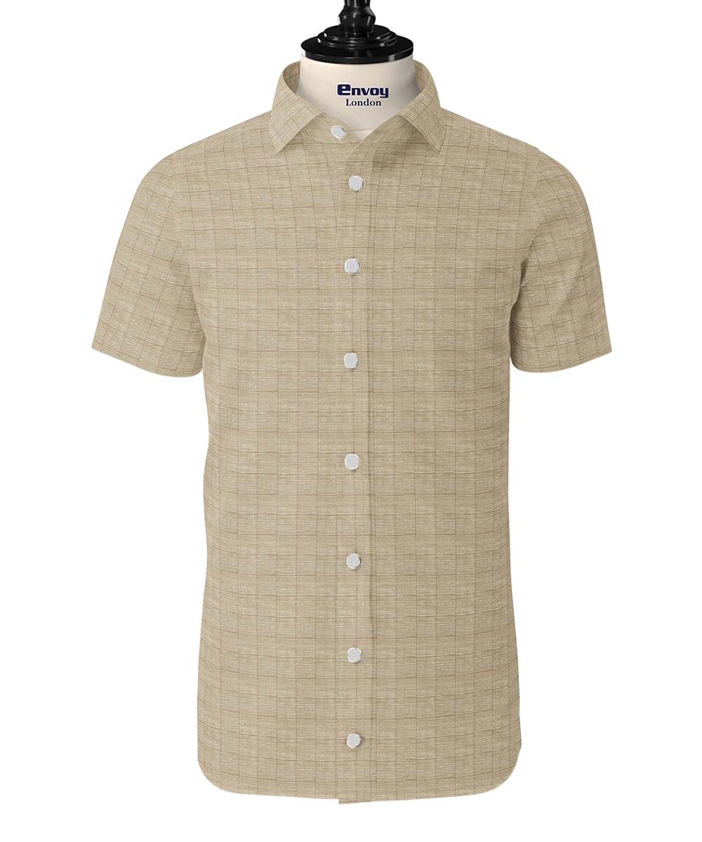 Envoy Linen Shirt - Beige Check - Image 2
