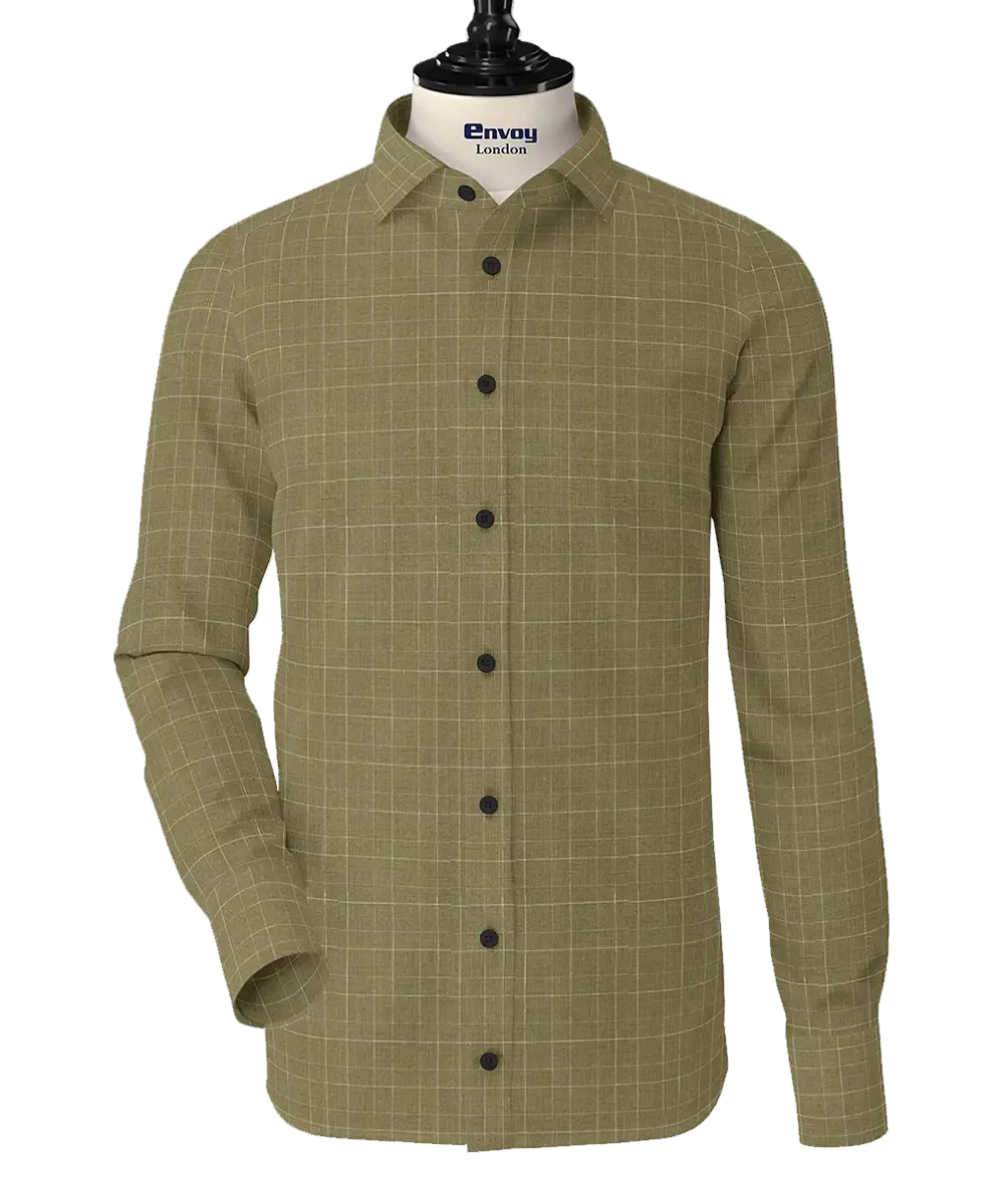 Envoy Linen Earth Brown Checked Linen Blend