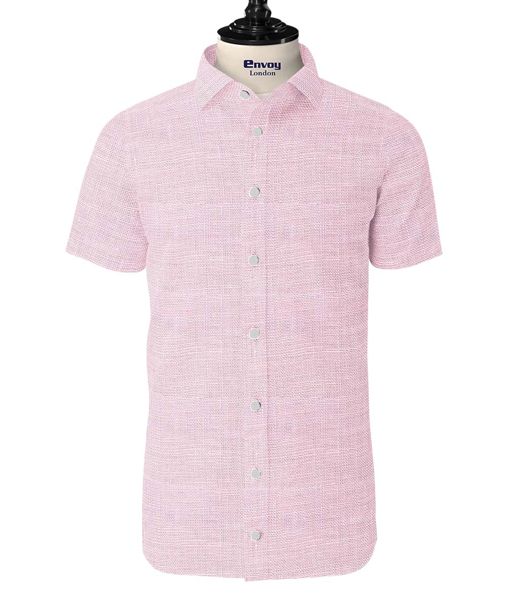 Envoy Linen Shirt - Pink Plain - Image 2