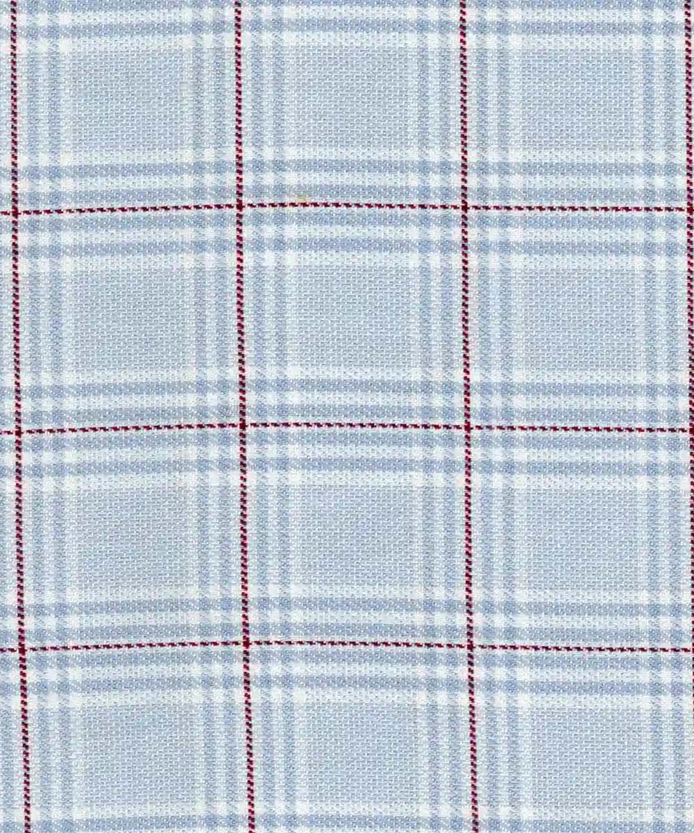Blue & Red Check Cotton Fabric - Image 3