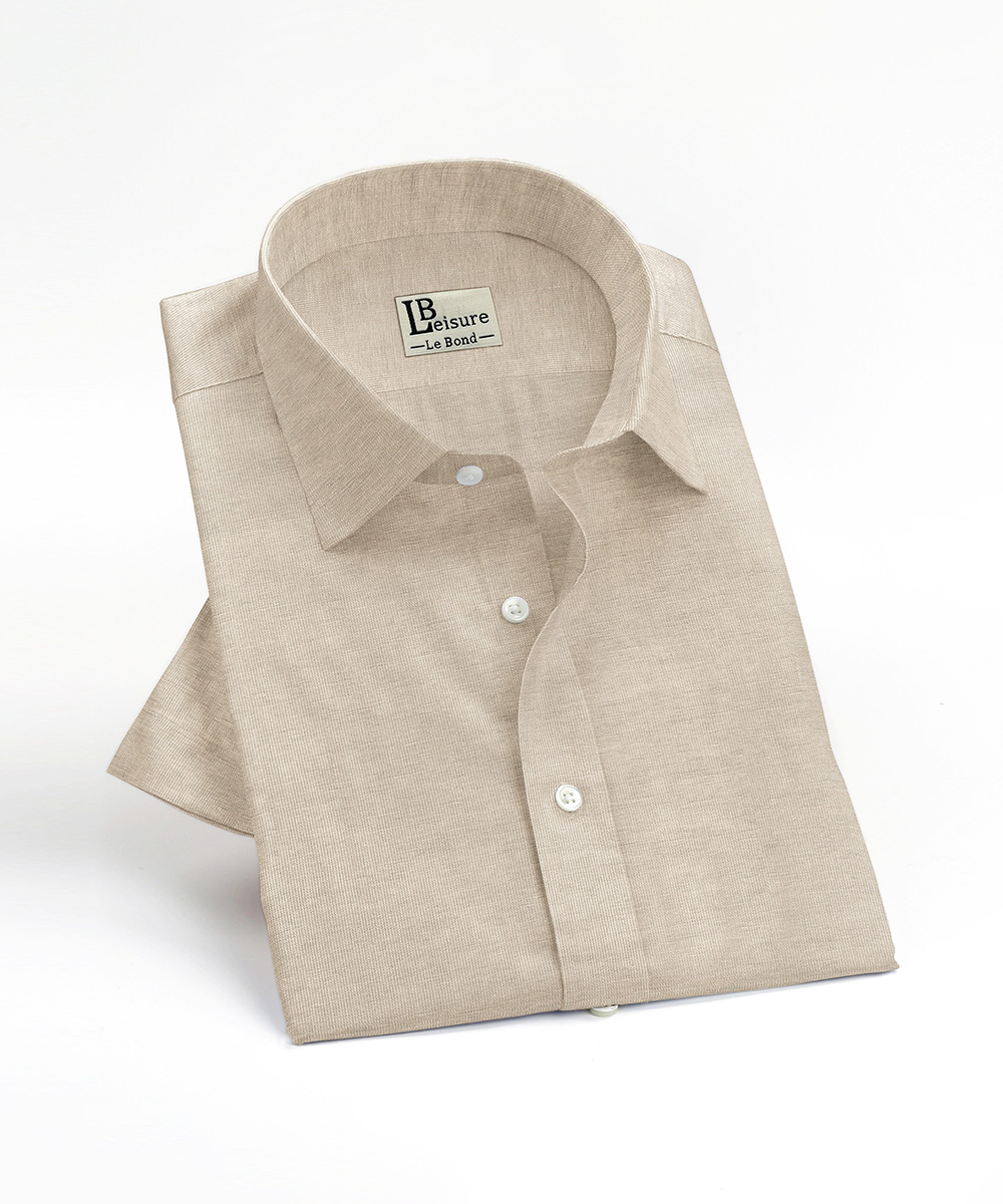 LB Leisure Men’s Beige Casual Wear Slim Fit Shirt - Image 3