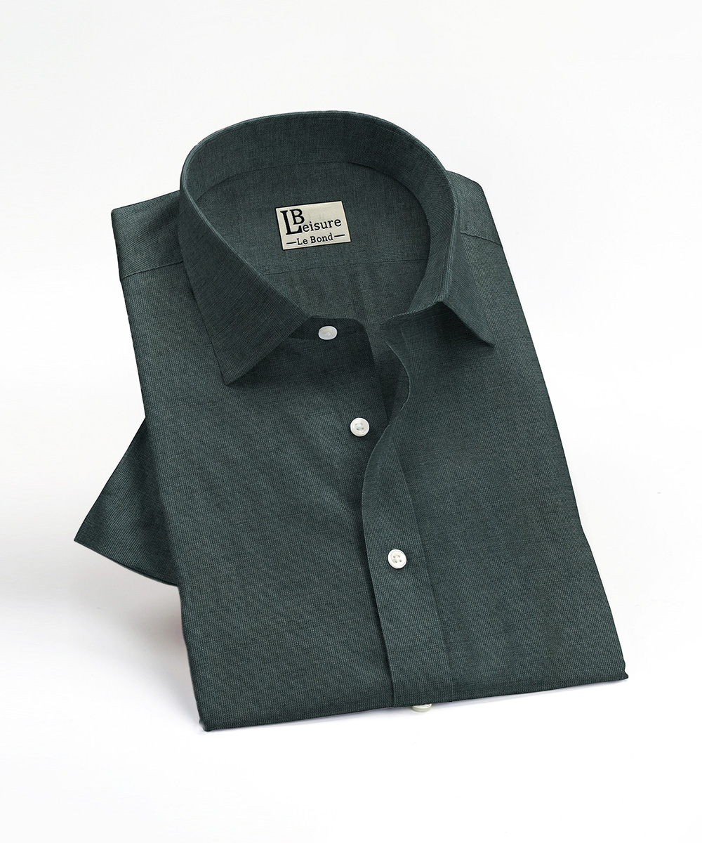 LB Leisure Men’s Green Casual Wear Slim Fit Shirt - Image 3
