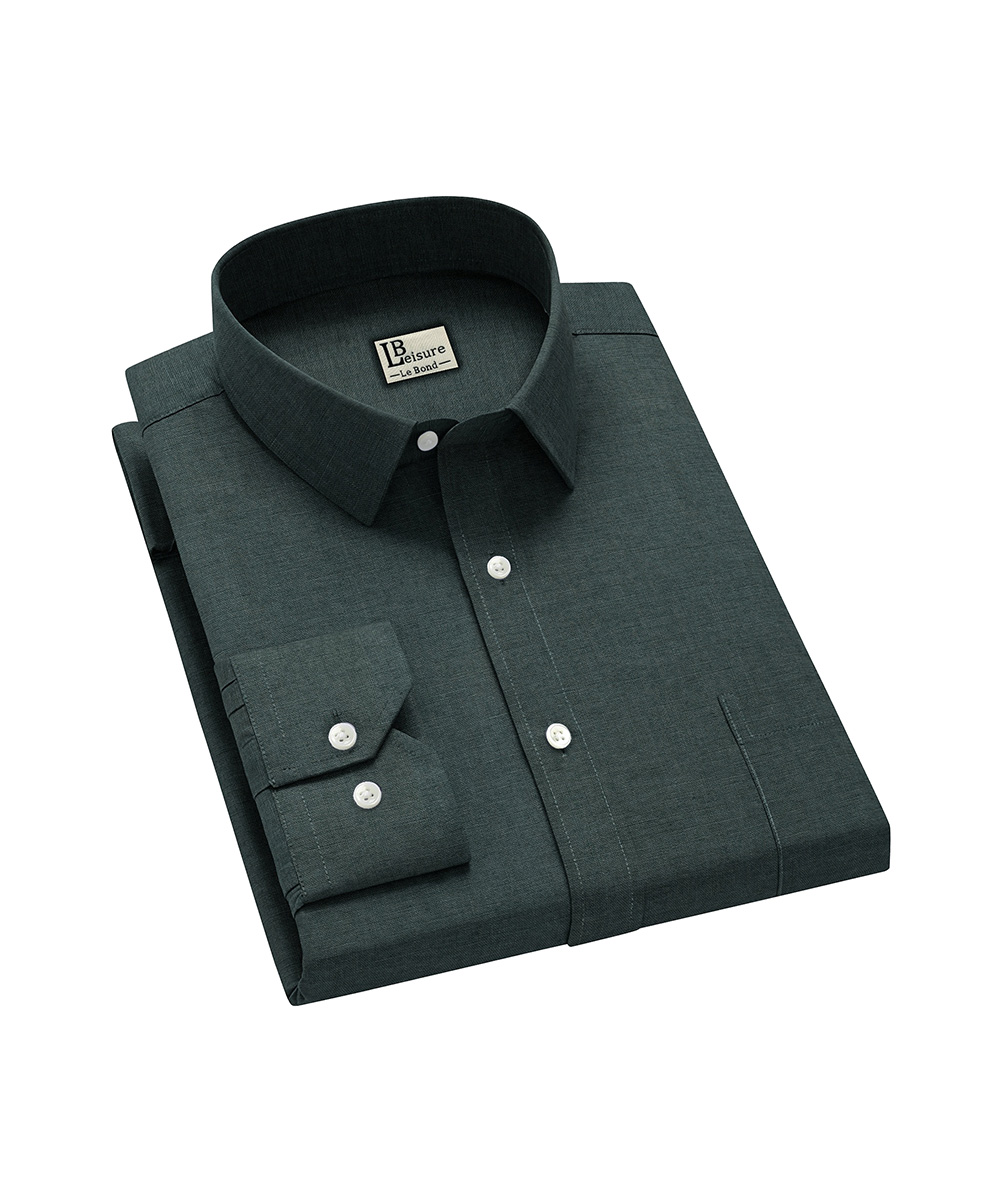 LB Leisure Men’s Green Casual Wear Slim Fit Shirt - Image 2