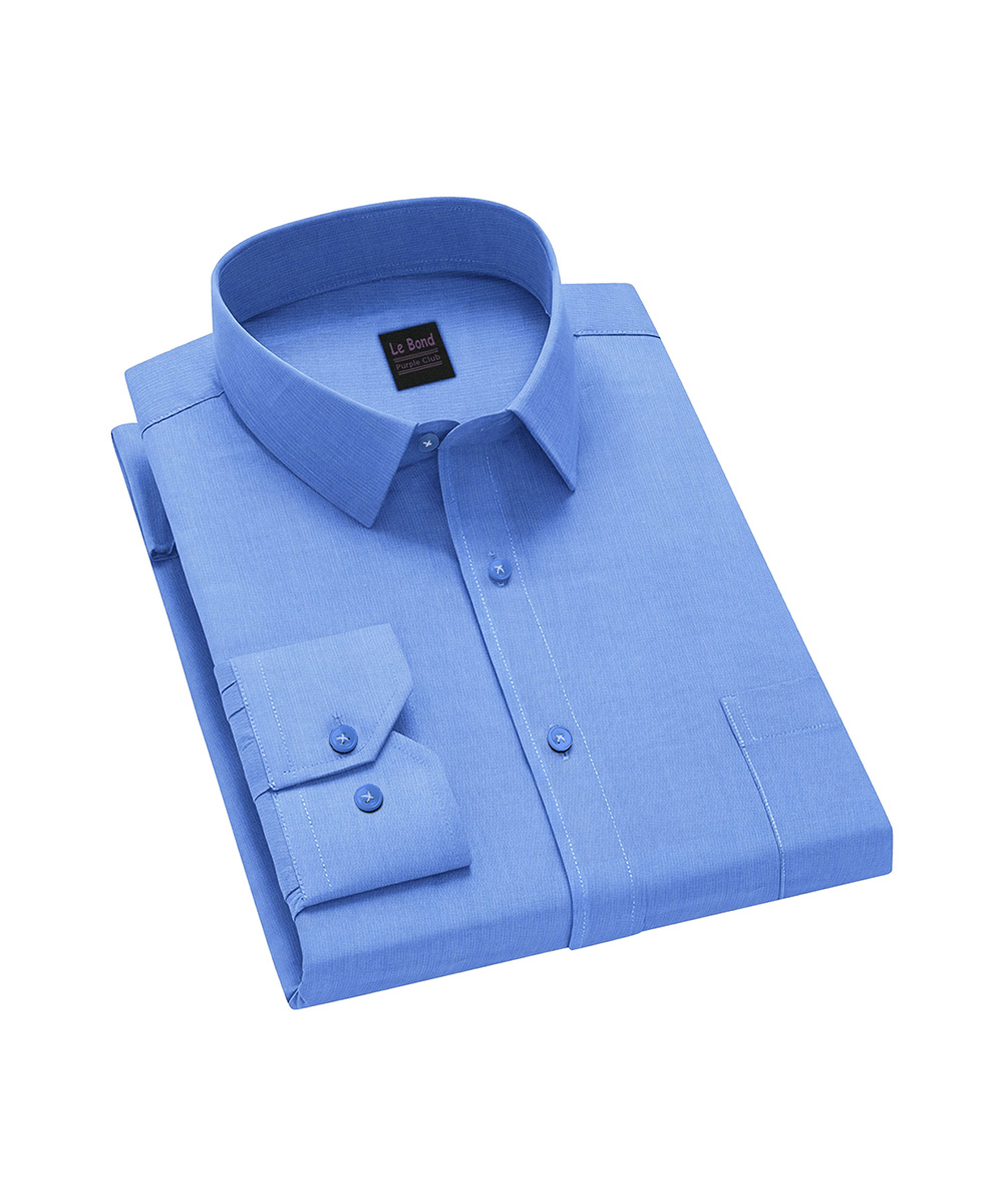 Le Bond Purple Club Men’s Blue Formal Wear Slim Fit Shirt - Image 2