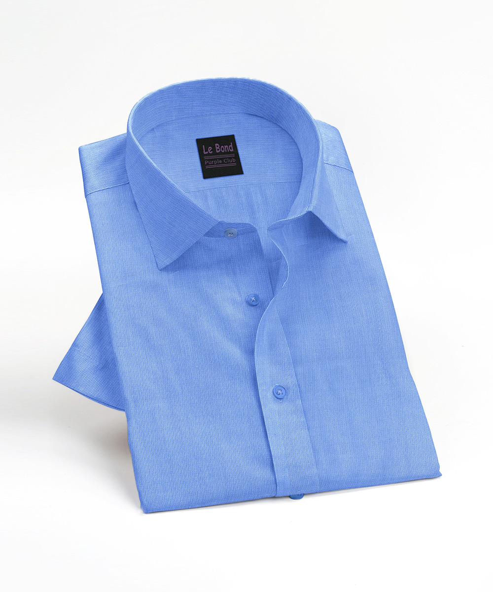 Le Bond Purple Club Men’s Blue Formal Wear Slim Fit Shirt - Image 3