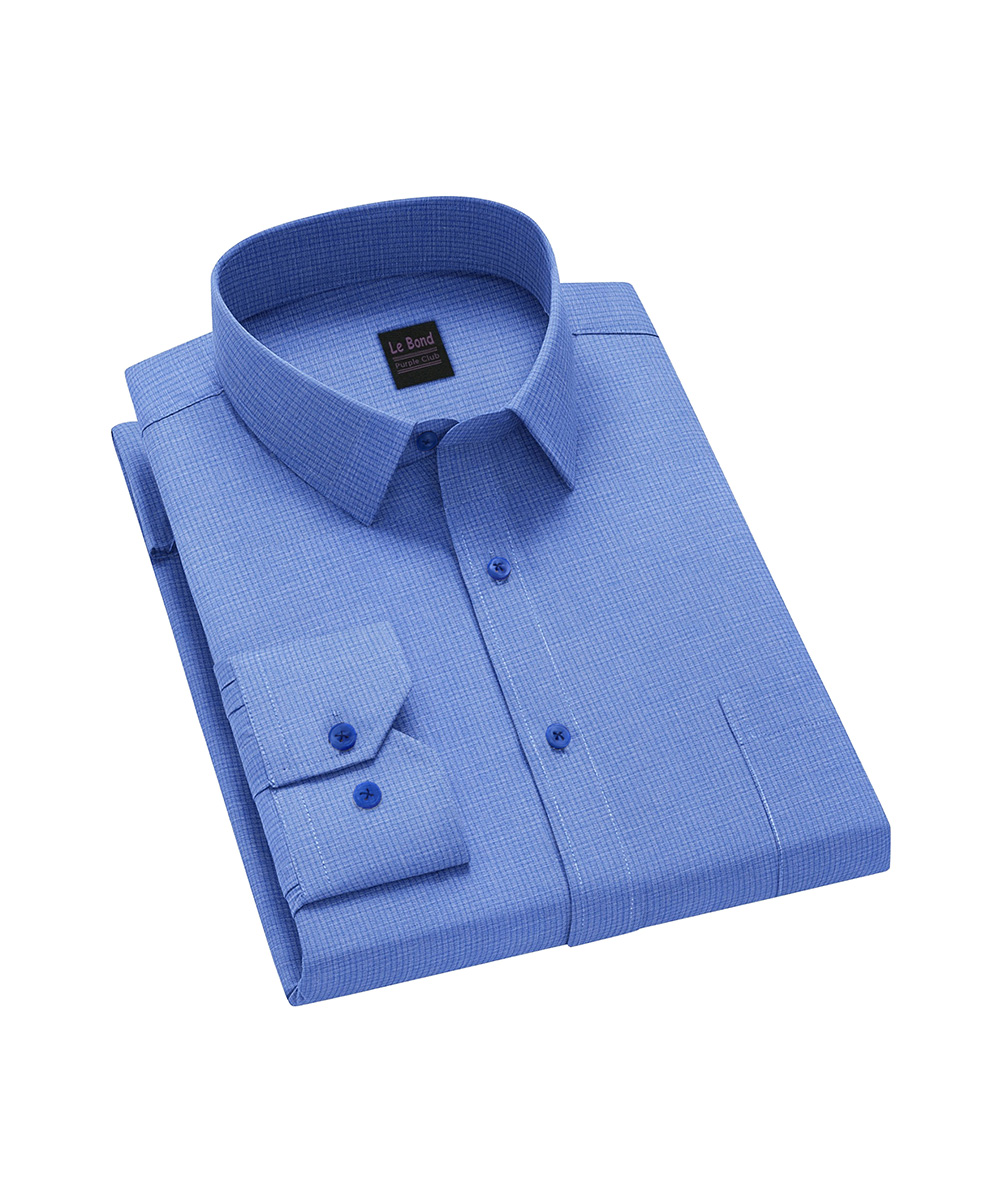 Le Bond Purple Club Men’s Blue Formal Wear Slim Fit Shirt - Image 2