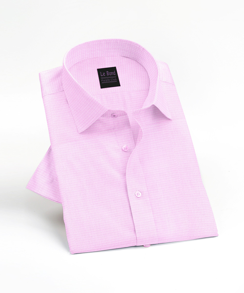 Le Bond Purple Club Men’s Pink Formal Wear Slim Fit Shirt - Image 3